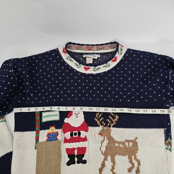 Bonnie Noble Vintage North Pole Santa Knit Pullover Sweater Small - Picture 16 of 16